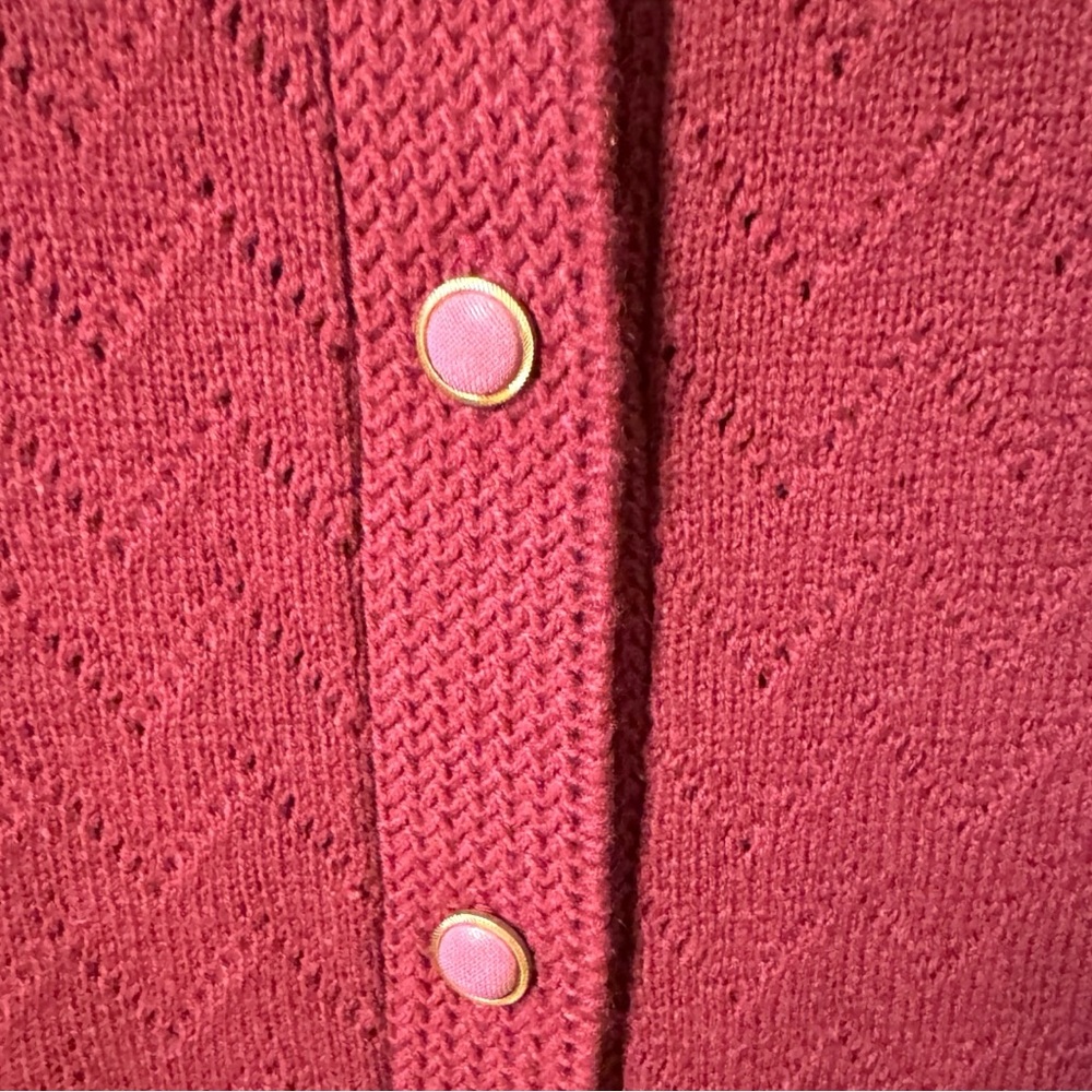 Tricots Excelsior Knits Vintage Knit Cardigan Sweater Womens Small Burgundy - Picture 3 of 8